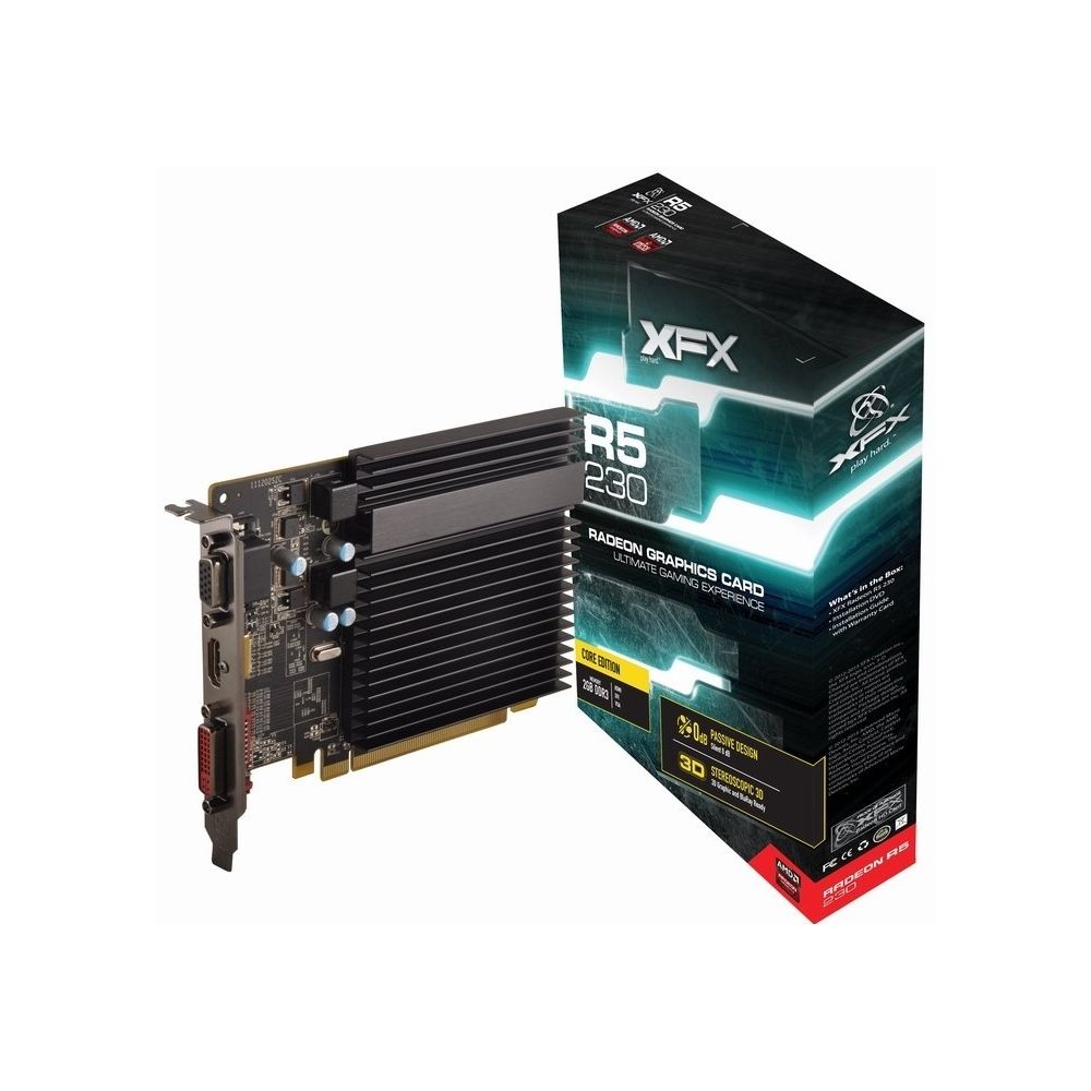 Placa de Vídeo VGA XFX Radeon R5 230 2GB DDR3 64 Bits PCI-Express 3.0 625M Low P