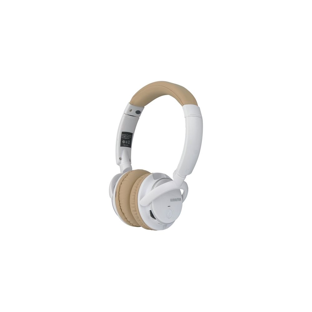 Fone de ouvido headphone Bluetooth Kimaster - Branco/Caramelo