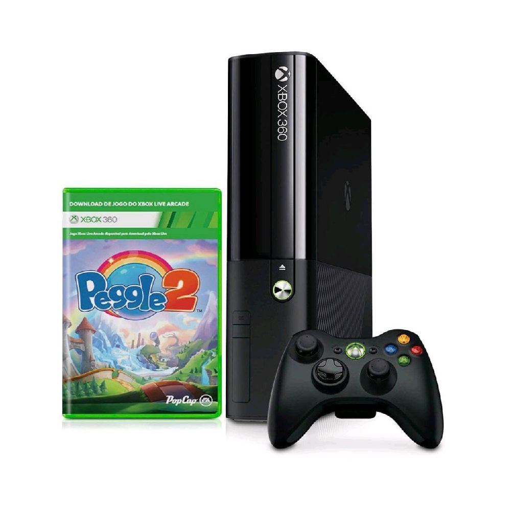 Console Xbox 360 4GB + Game Peggle 2 + Controle Sem Fio - Microsoft