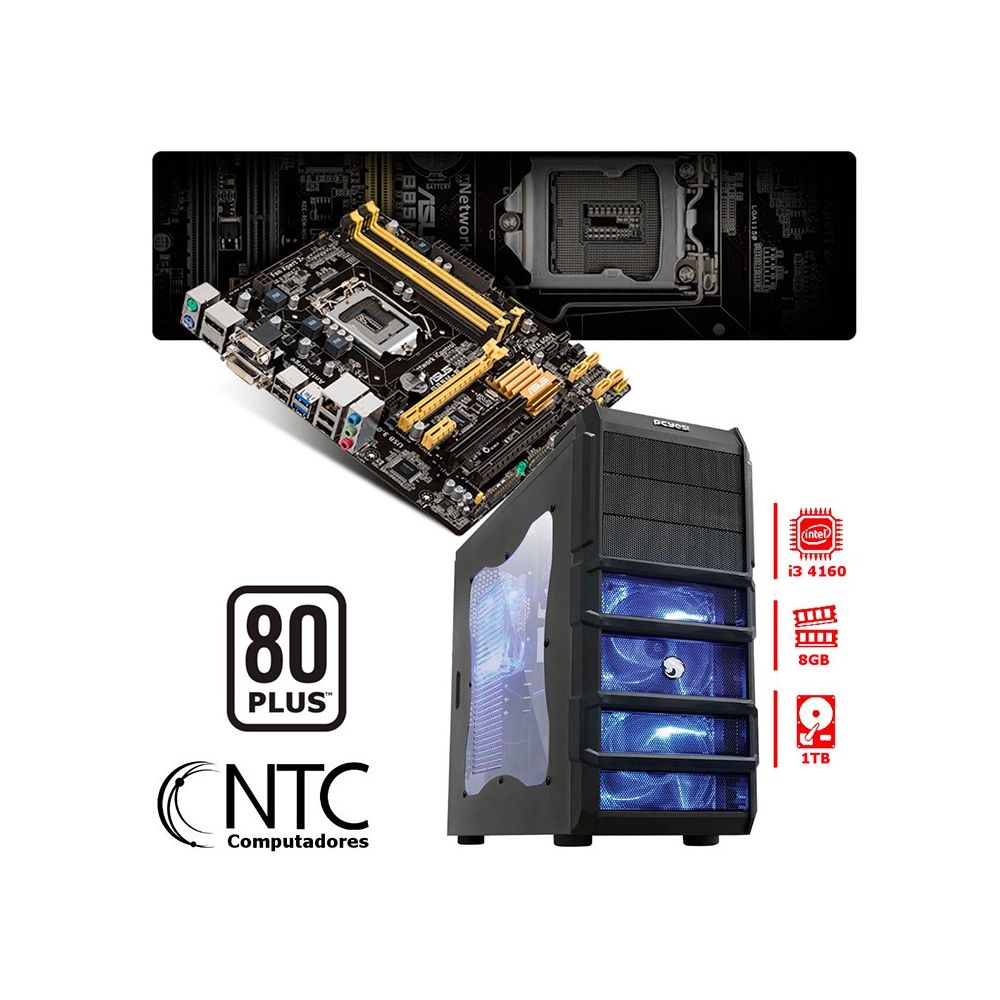 Microcomputador NTC PC I3 4045 GAMER Intel Core i3 4160, 8GB, HD 1TB, SSD 120GB,