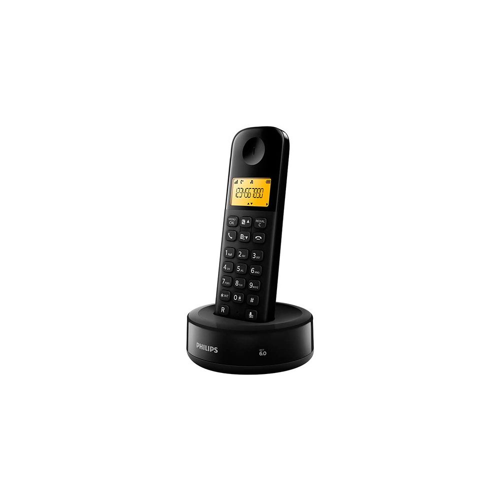 Telefone sem Fio Philips D130 com Identificador de Chamadas Preto  - Philips