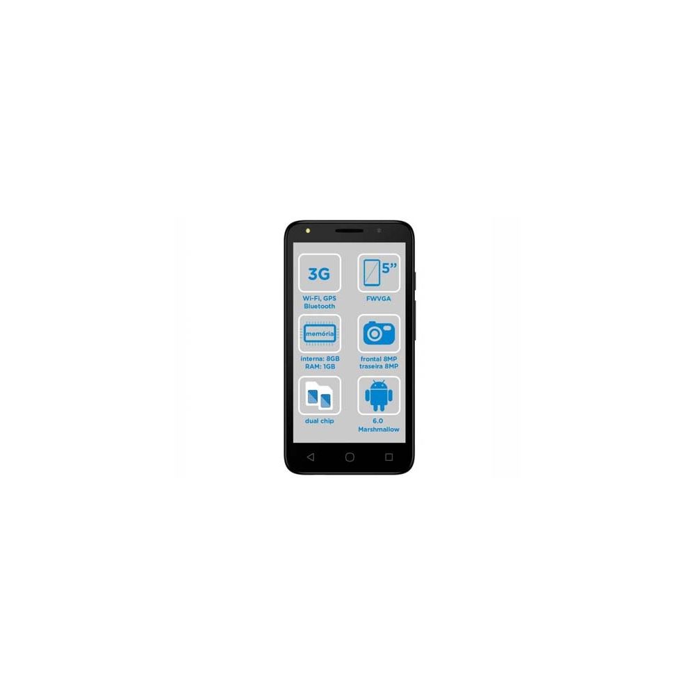 Smartphone Pixi4 5' 2 Chips TV Digital com 4 Capas de Bateria Colors - Alcatel