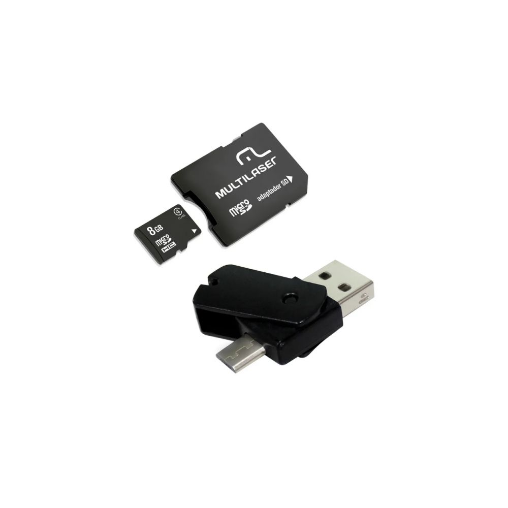 Kit 4x1 Adaptador Pen Drive Dual OTG+Cartão de Memória+Adaptador SD, 8GB, MC130 - Multilaser