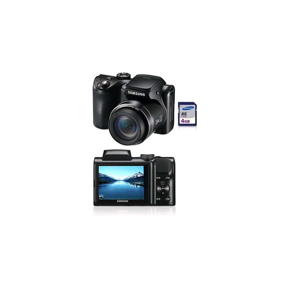 Câmera Digital Samsung WB100 16.2MP 26X Zoom Óptico Cartão SDHC de 4GB Preta - S