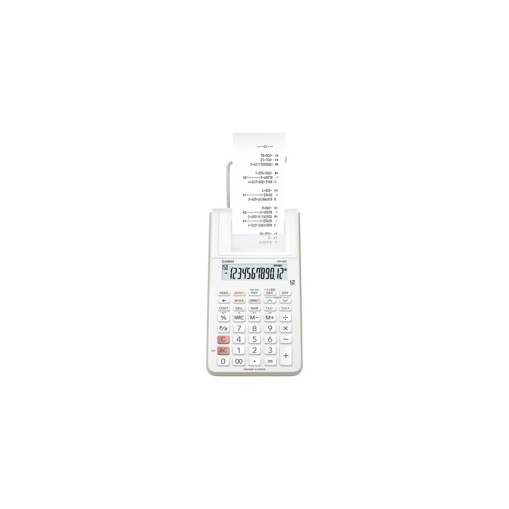 Calculadora de Mesa c/ Bobina 12 Dígitos HR-8RC-WE - Casio