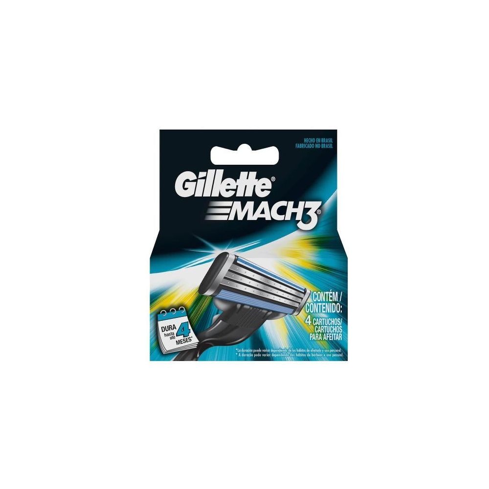 Carga Gillette Mach3 Regular Para Barbear - 4 Cartuchos - P&G