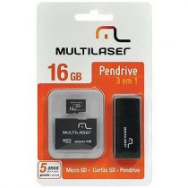 Pen Drive 16GB 3x1 Cartão De Memória MC112 - Multilaser