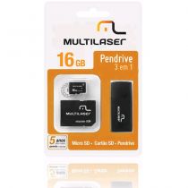 Memória Micro SD + Cartão SD + Pendrive 16GB - Multilaser