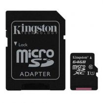 Cartão de Memória Micro SD 64GB Class 10 + Adaptador - Kingston 