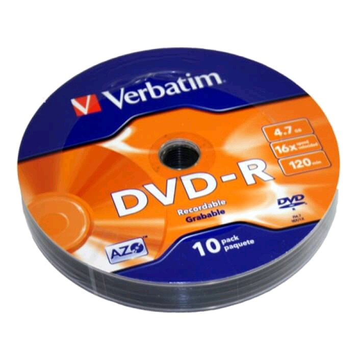 Mídia DVD-R Gravável Pino c/ 10 16X 4.7GB - Verbatim - CARTUCHOS E