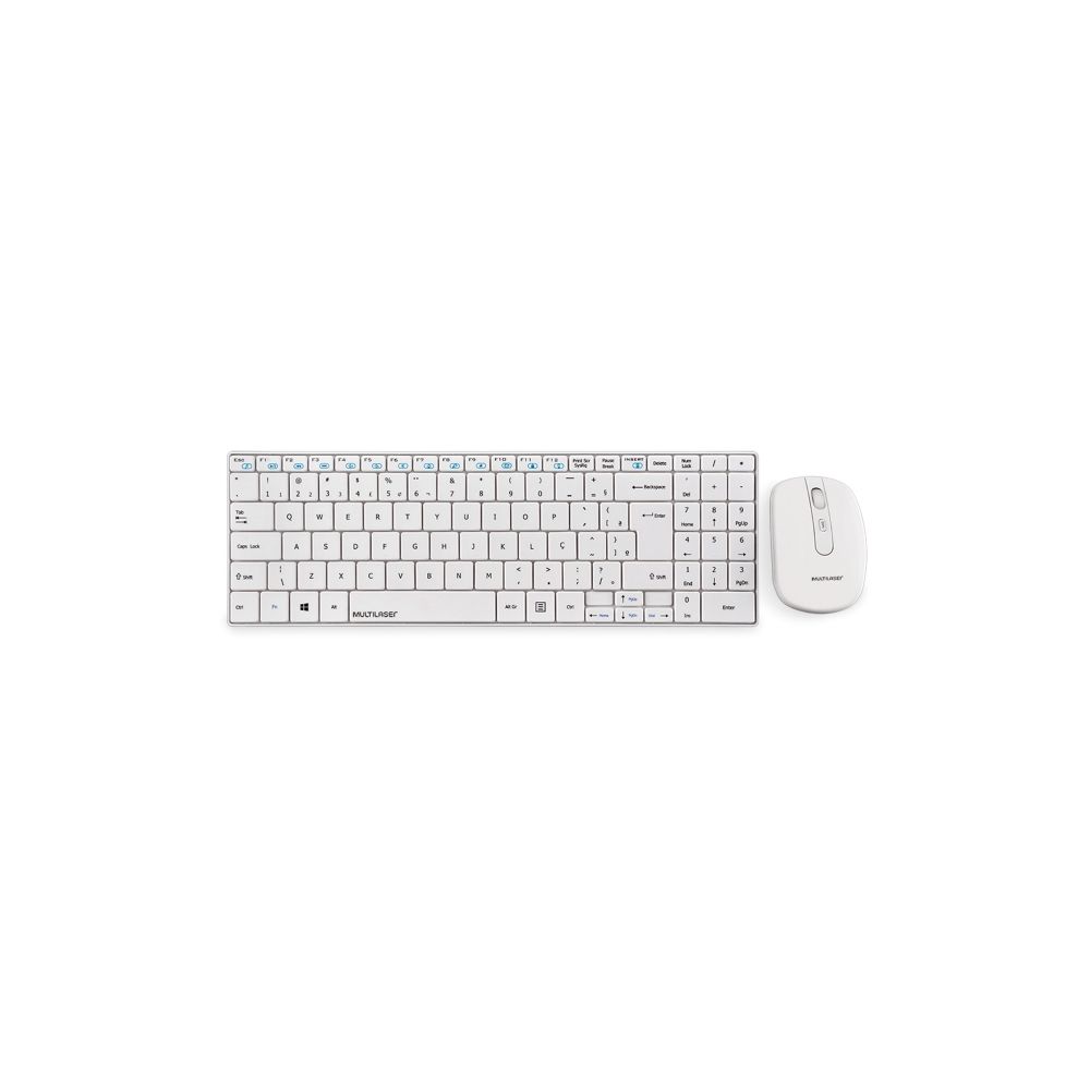 Kit Teclado e Mouse Sem Fio Slim Branco TC203 - Multilaser