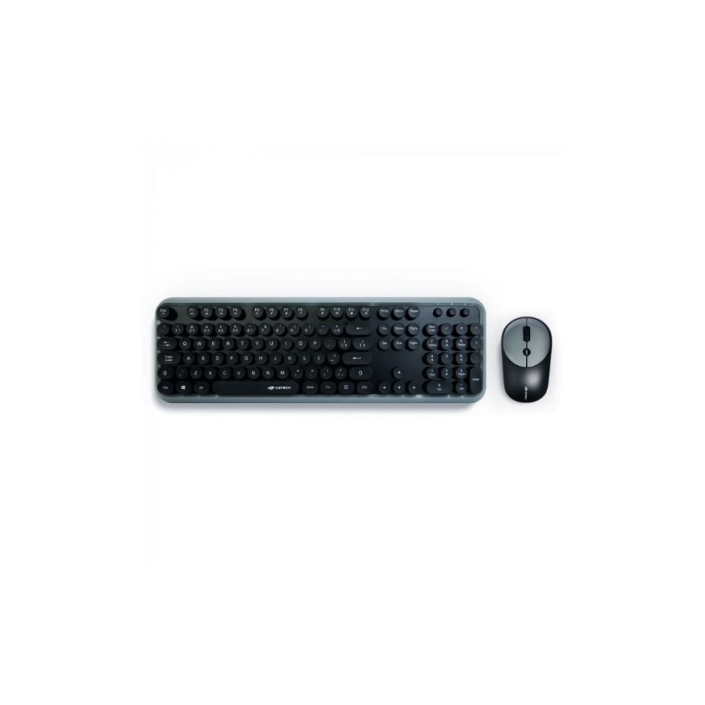 Kit Teclado + Mouse Wireless Preto W200BGY - C3Tech 