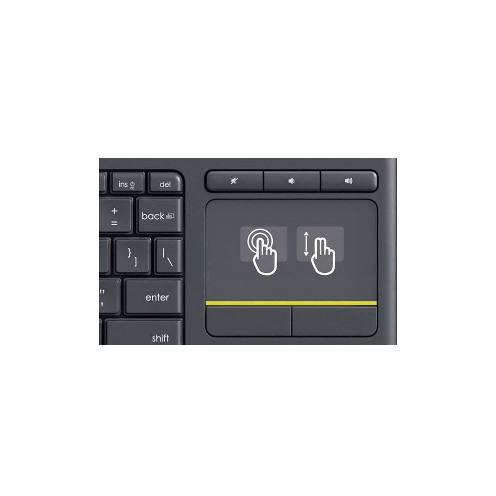 Teclado Sem Fio c/ Touchpad K400 Plus Preto ABNT2 - Logitech