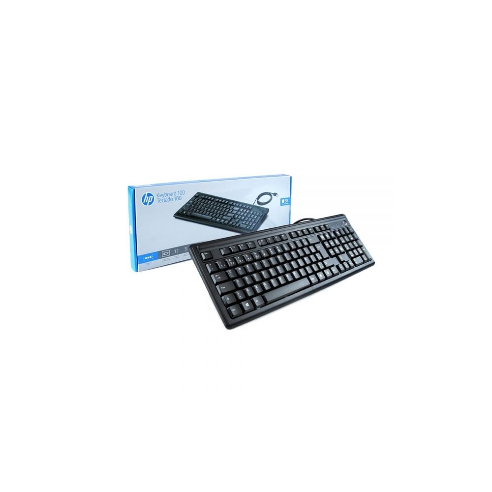 Teclado 100, ABNT2, 2UN30AAAC4, Preto, USB - HP 