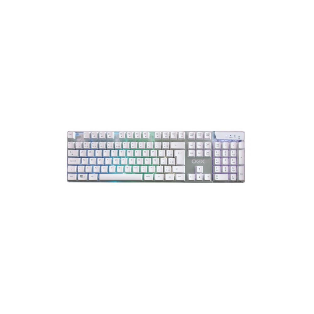 Teclado Prismatic Branco TC205 USB Com Led Gamer - OEX