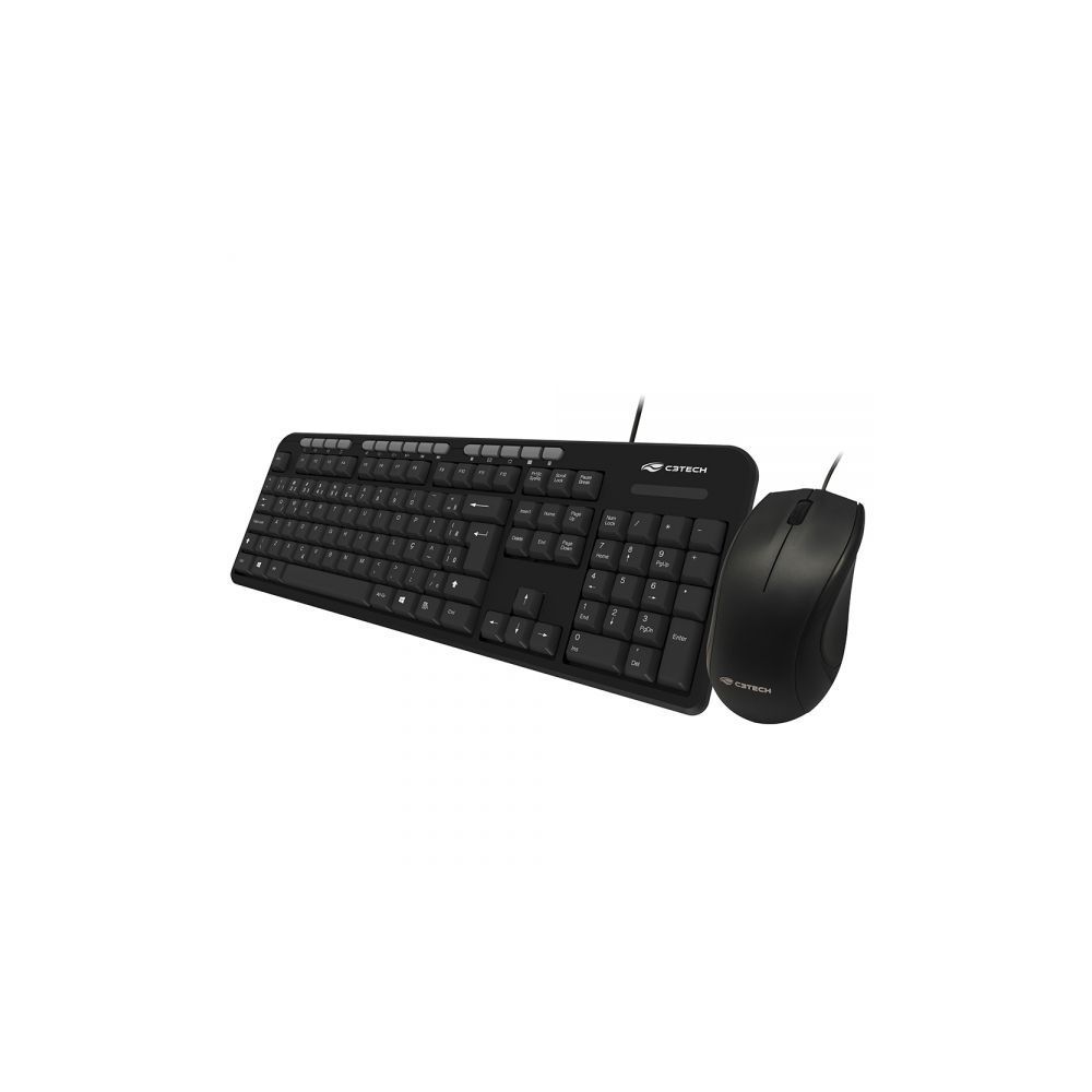 Kit Teclado e Mouse com Fio KT-100BK Preto - C3Tech