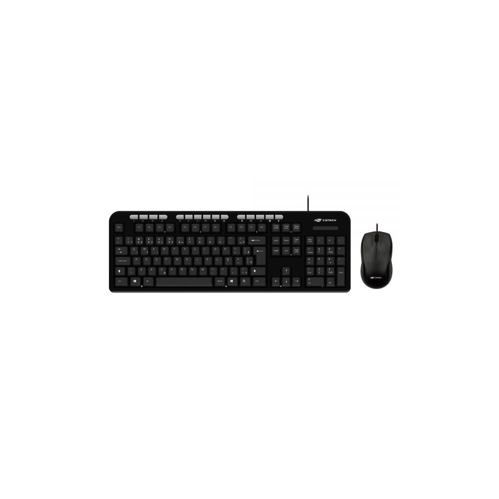 Kit Teclado e Mouse com Fio KT-100BK Preto - C3Tech