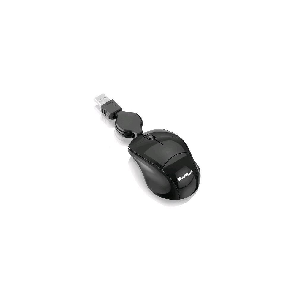 Mouse Mini Óptico Retrátil Fit USB Mod.MO154 Preto - Multilaser