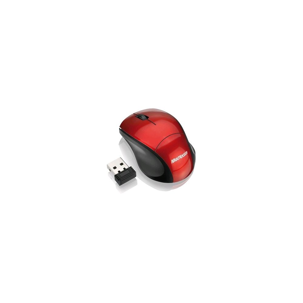 Mouse Óptico Wireless Fit USB Mod.MO150 Vermelho - Multilaser