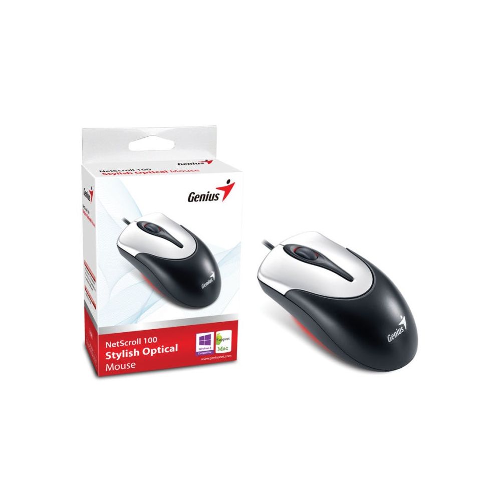 Mouse USB Genius NS-100 Preto com Prata 800Dpi -  Genius