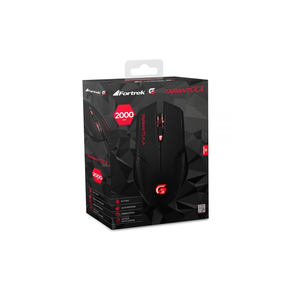 Mouse Gamer Tarantula Preto/Vermelho USB OM702 - Fortrek