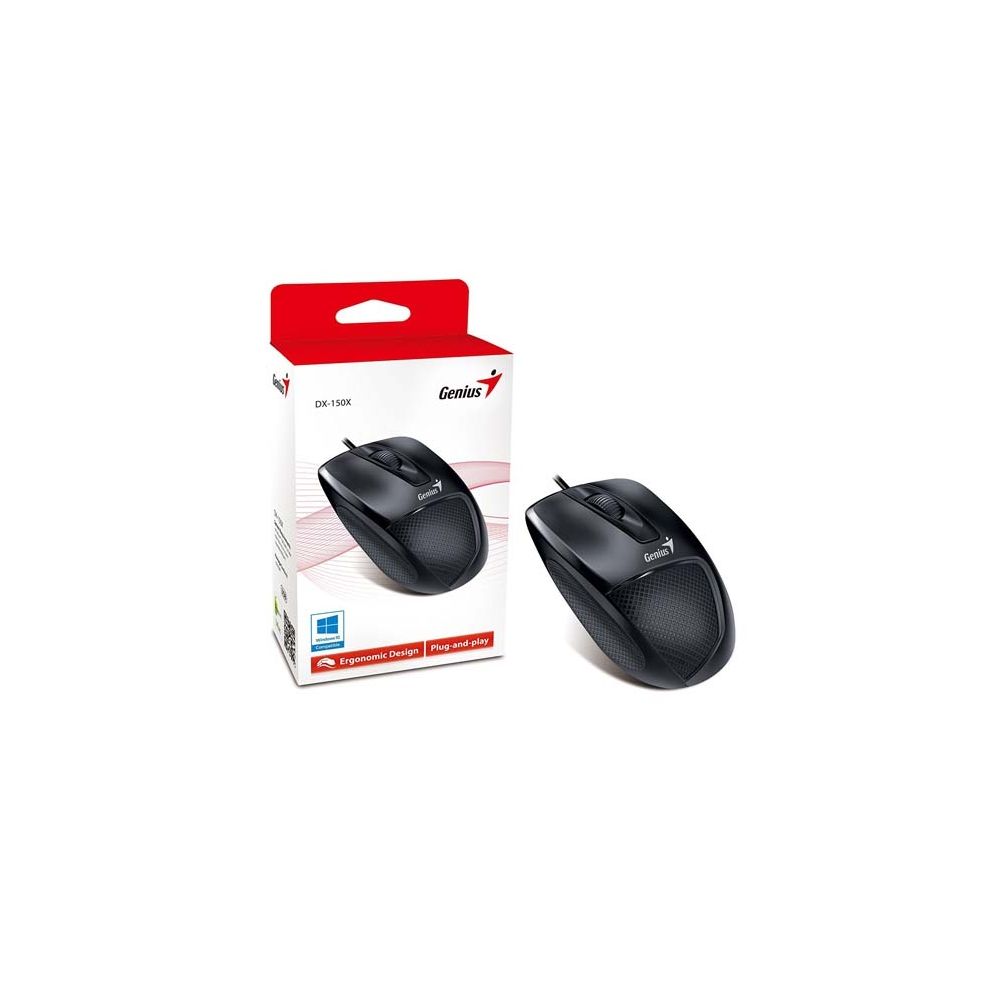 Mouse DX-150X, Preto, USB, 1200DPI, Ergonômico  - Genius