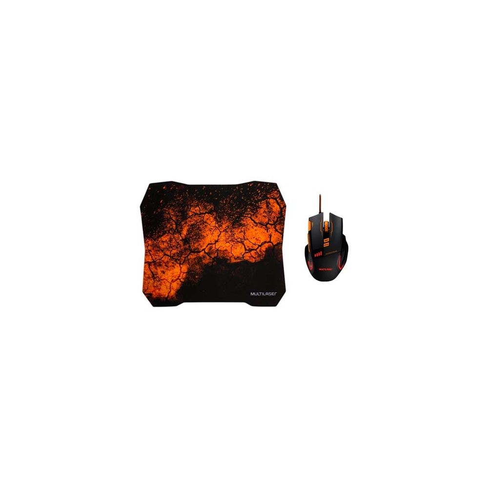 Combo Mouse e Mousepad Preto e Laranja - Multilaser 