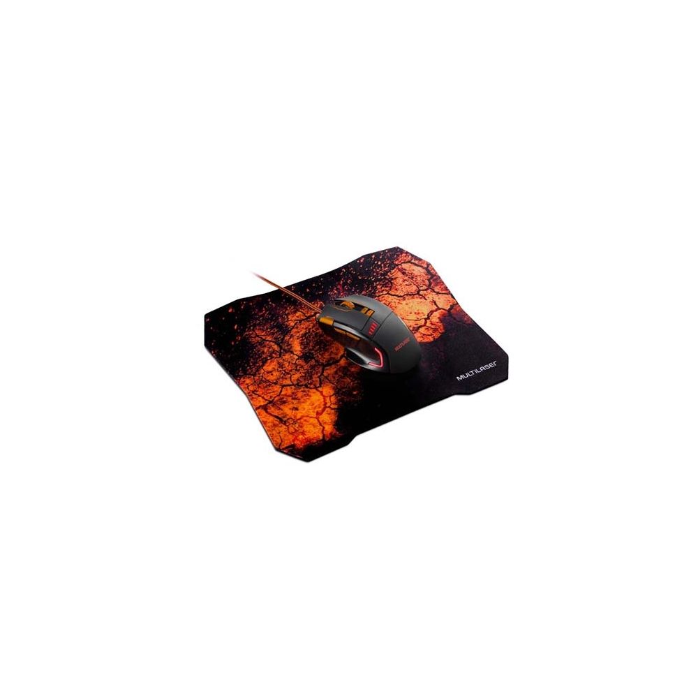 Combo Mouse e Mousepad Preto e Laranja - Multilaser 