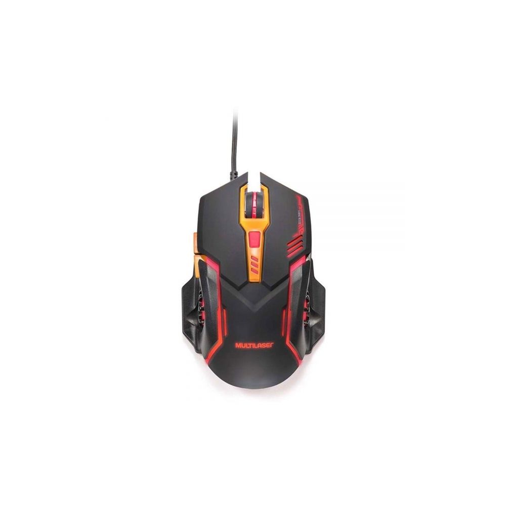 Mouse com Fio Gamer Preto e Laranja USB MO270 - Multilaser