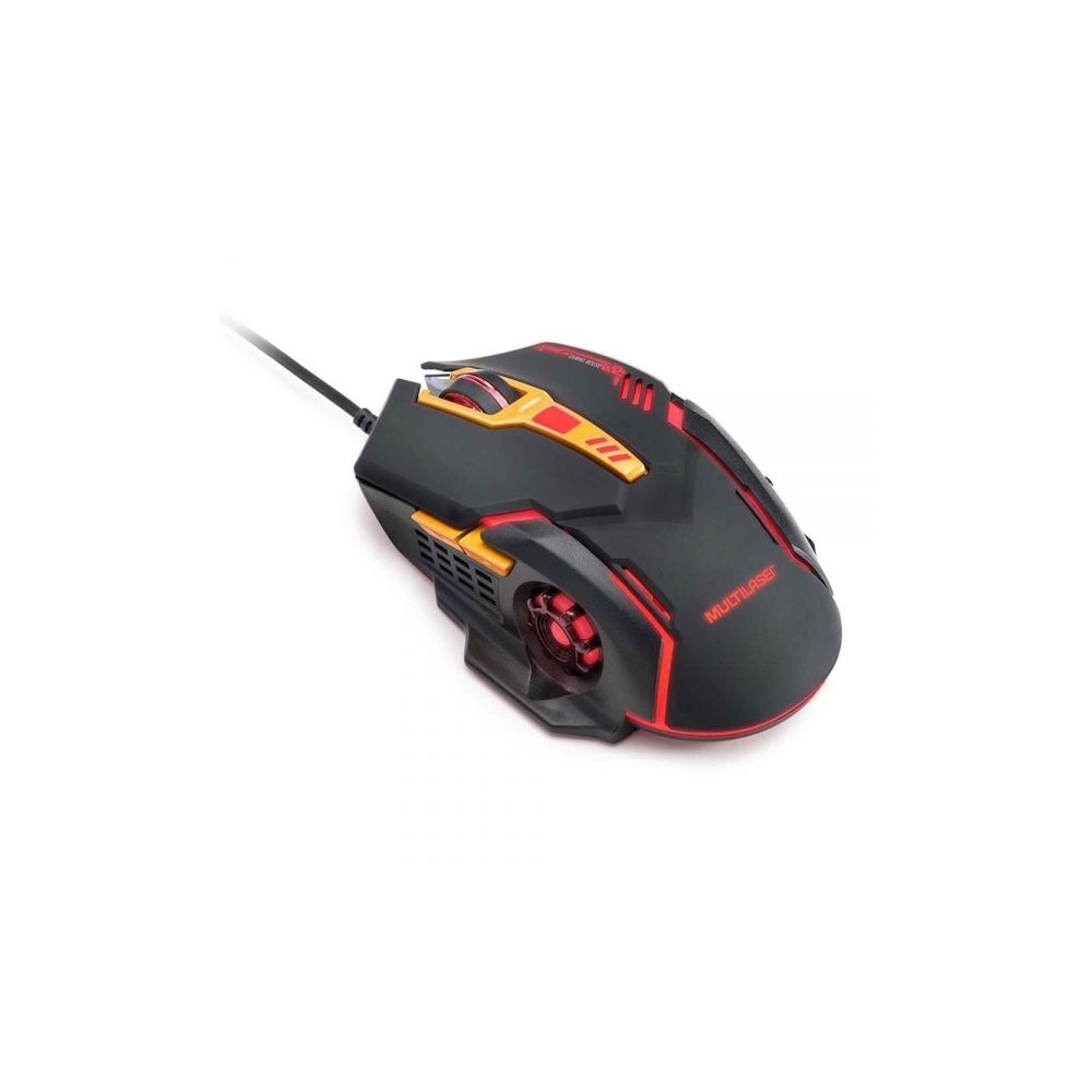 Mouse com Fio Gamer Preto e Laranja USB MO270 - Multilaser