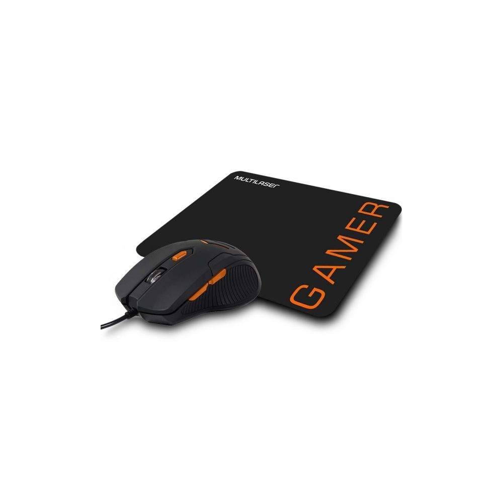 Mouse e Mouse Pad Speed Laranja Preto MO274 - Multilaser