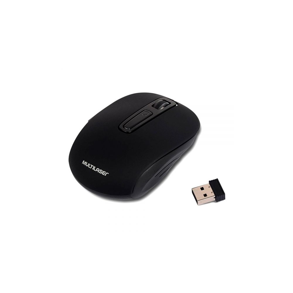 Mouse Sem Fio 2.4 GHz Preto Recarregável - Multilaser