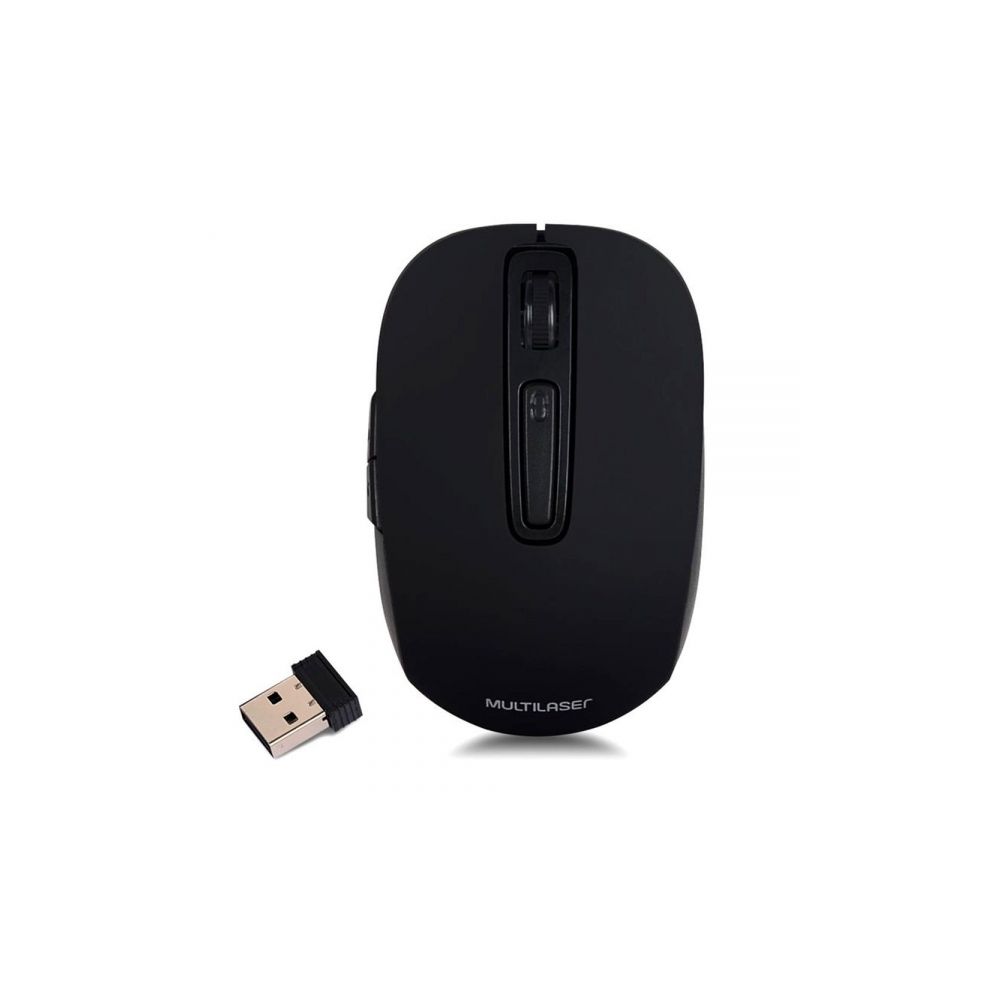 Mouse Sem Fio 2.4 GHz Preto Recarregável - Multilaser