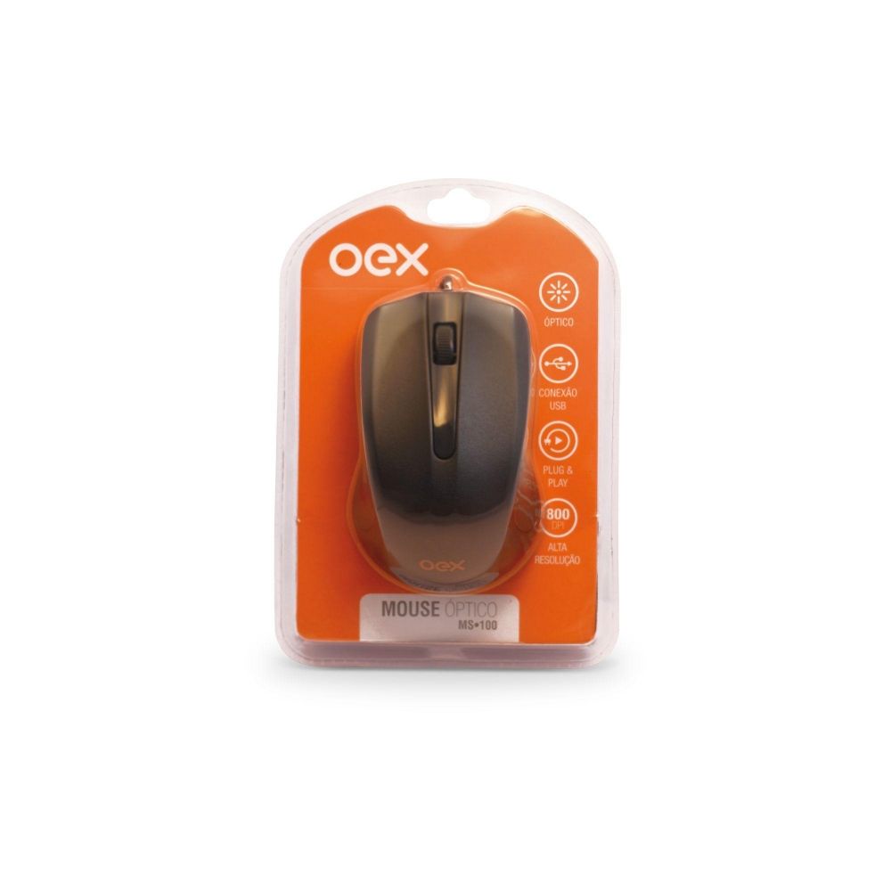 Mouse Óptico USB Preto MS100 - Oex