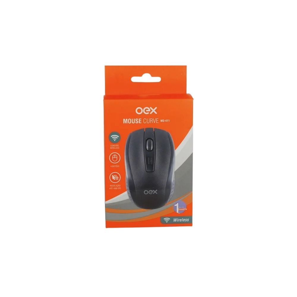 Mouse Curve Preto Sem Fio MS411 - OEX