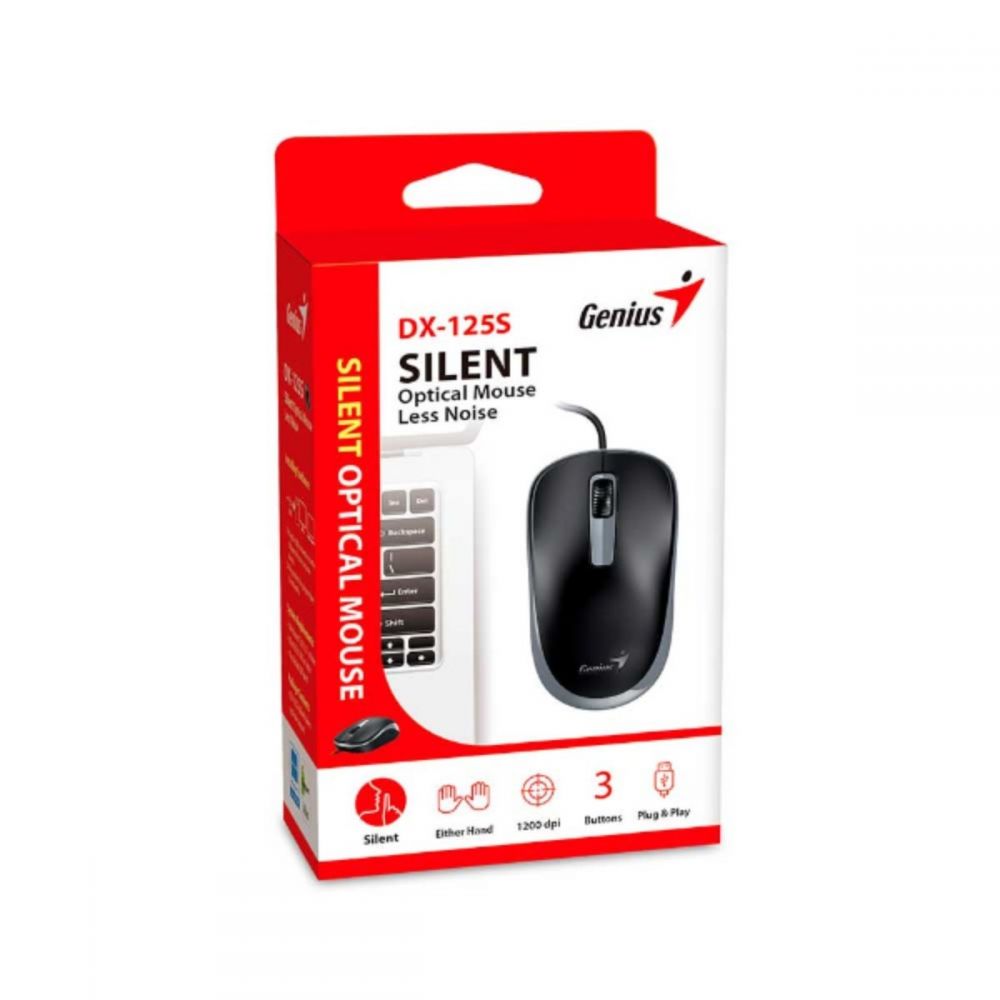 Mouse DX-125S Óptico Usb Silencioso Preto – Genius