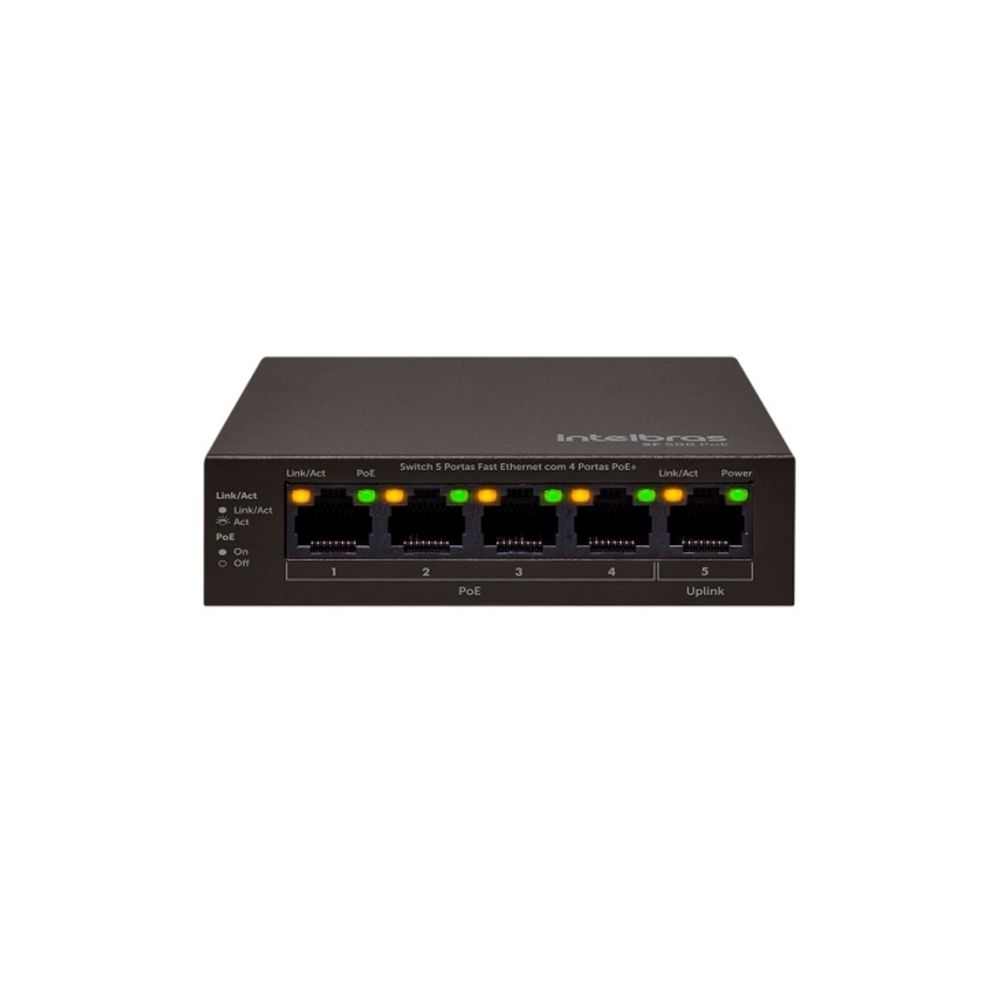 Switch 5 Portas Fast Ethernet SF 500 PoE - Intelbras