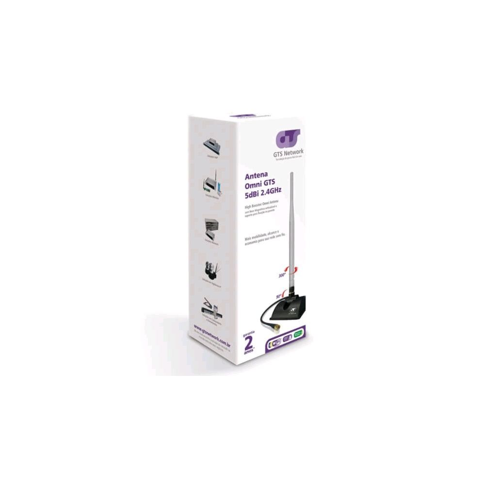 Antena  Wireless GTS Highbooster 5DBI c/ Base Magnetica 78-0210a - GTS