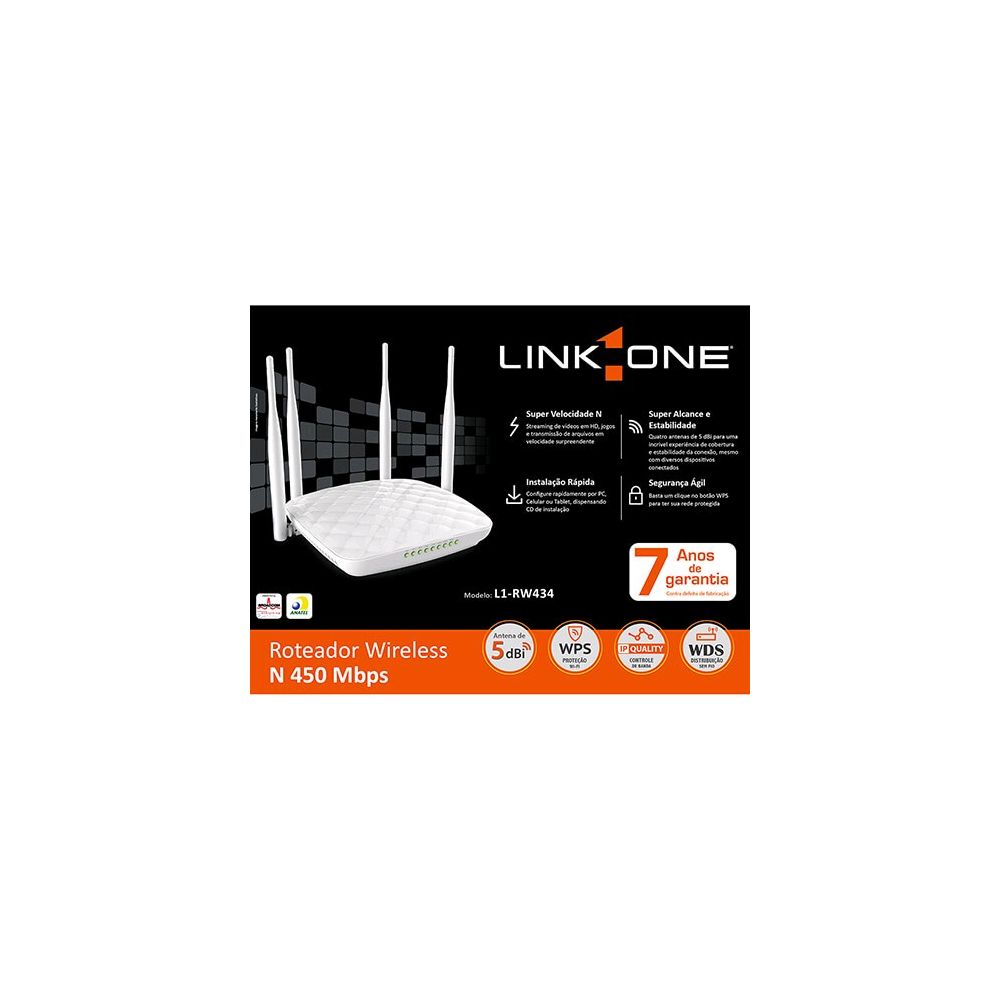 Roteador Wireless 450Mbps - L1-RW434 - Link One