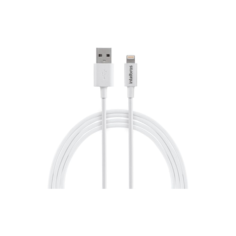 Cabo USB Lightning 1,2m PVC branco EUAL 12PB - Intelbras 