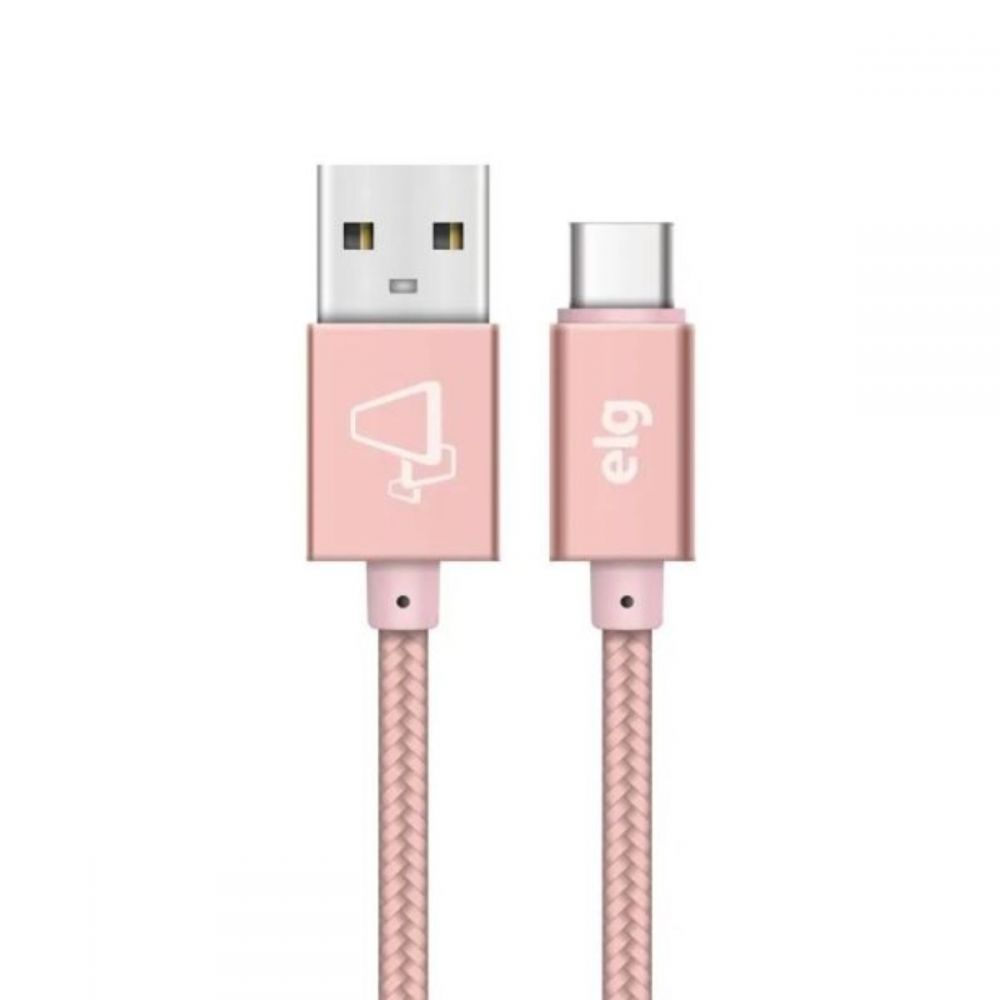 Cabo USB Tipo-C Nylon Reforçado 1m Rose 10BRG - ELG