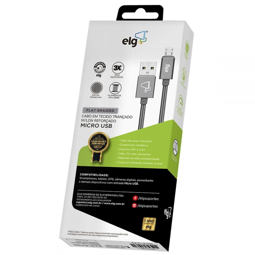 Cabo Micro USB M510BY 1m Cinza - ELG