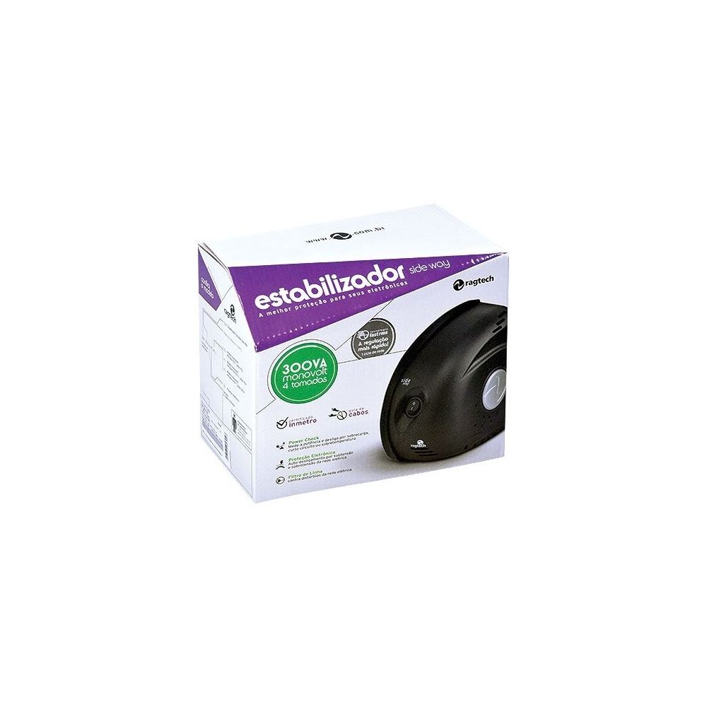 Estabilizador Side Way 300VA Preto Monovolt - Ragtech 