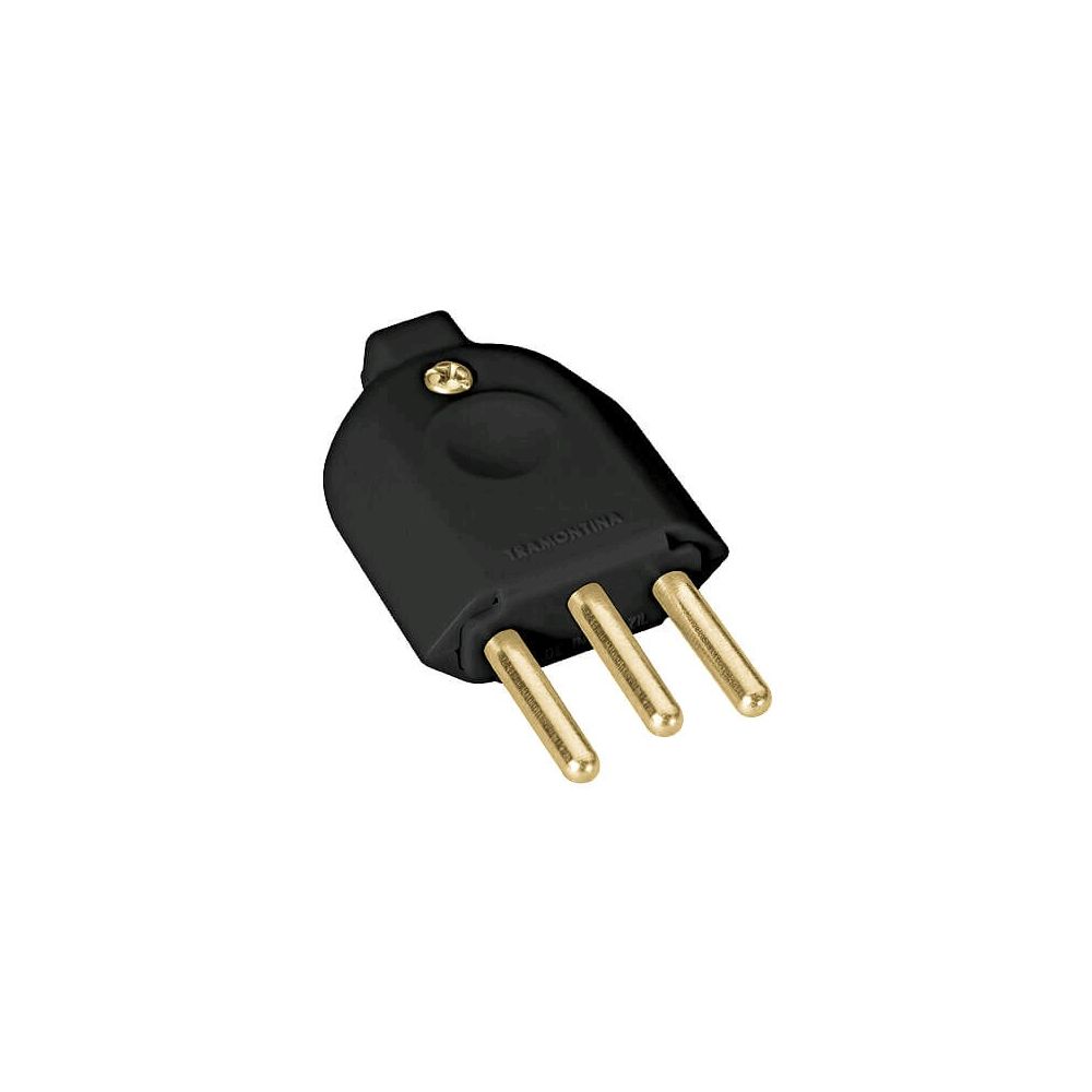 Plug Macho 3P 10A 250V Preto - Tramontina