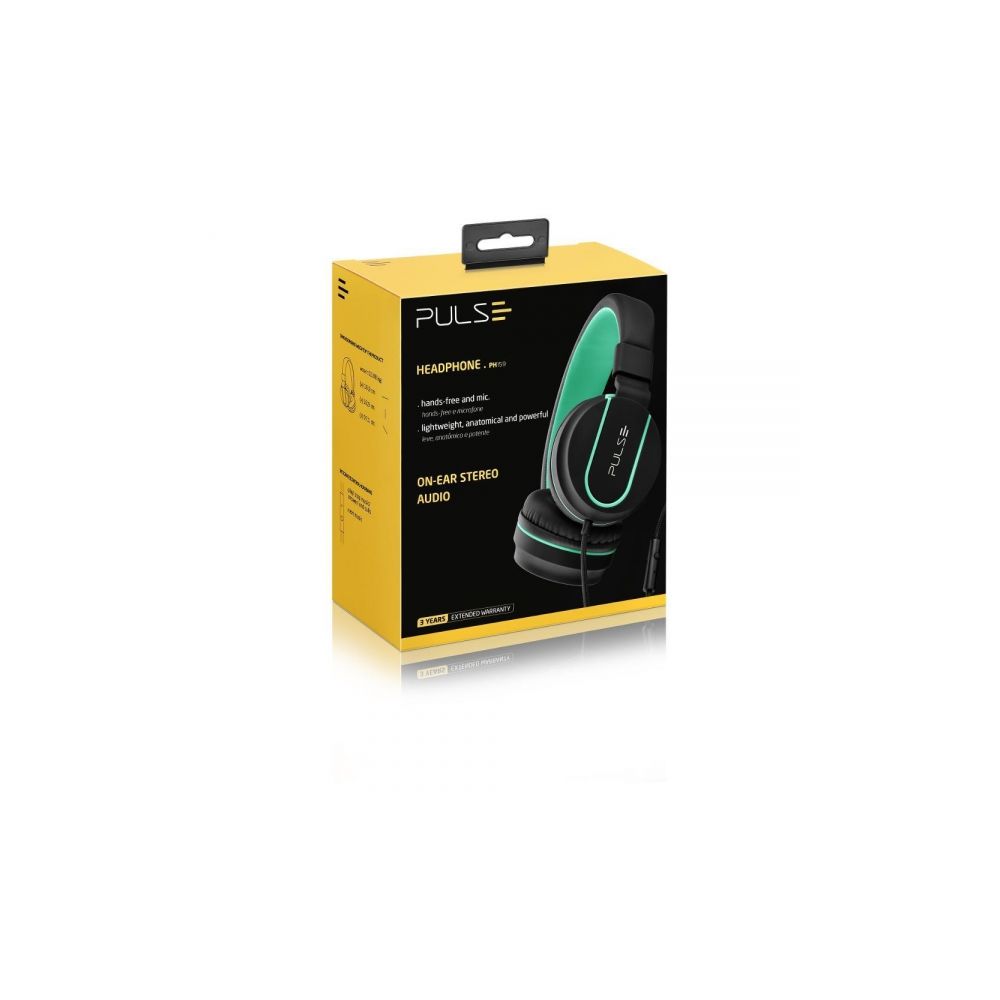 Headphone Pulse On Ear Stereo Preto/Verde - MultiLaser