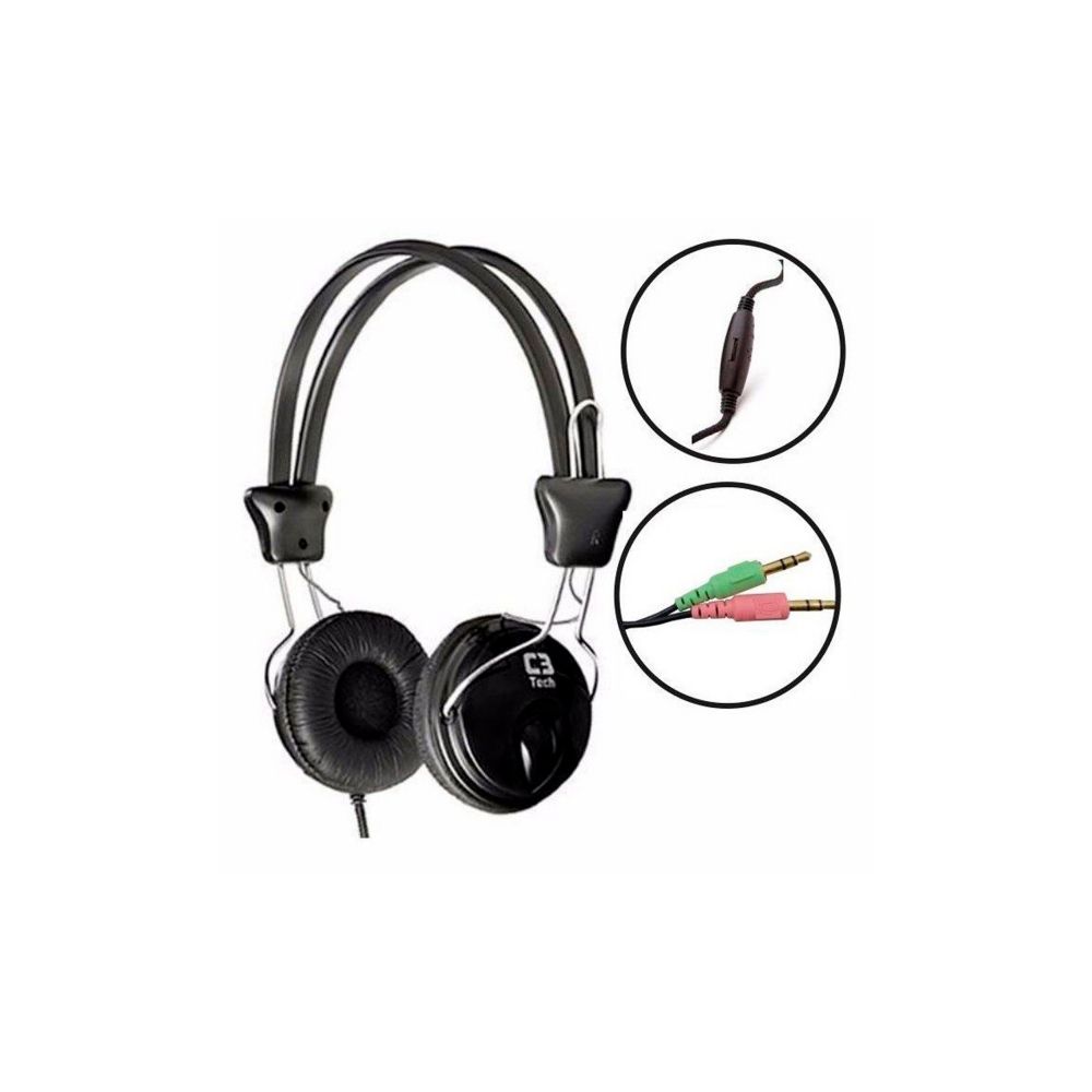 Headphone Gamer Tricerix com Microfone Preto - C3 Tech