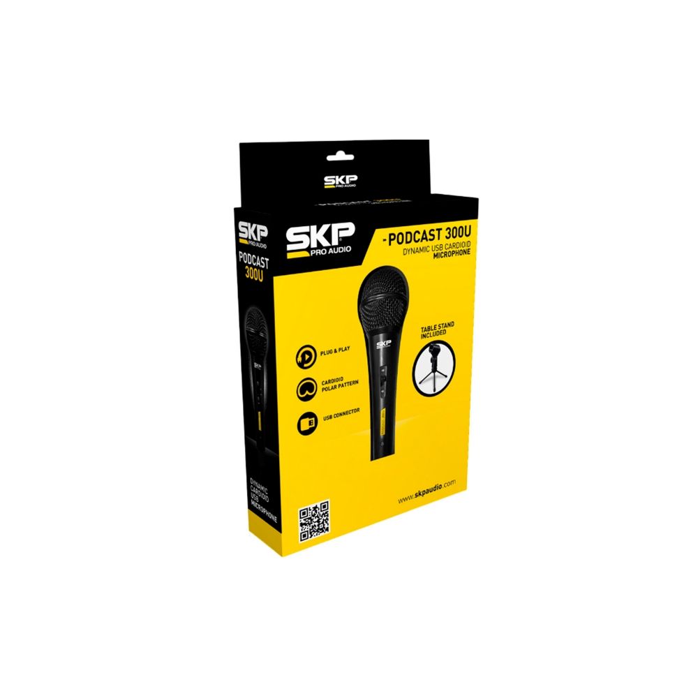 Microfone Podcast 300U USB com Suporte Preto - SKP