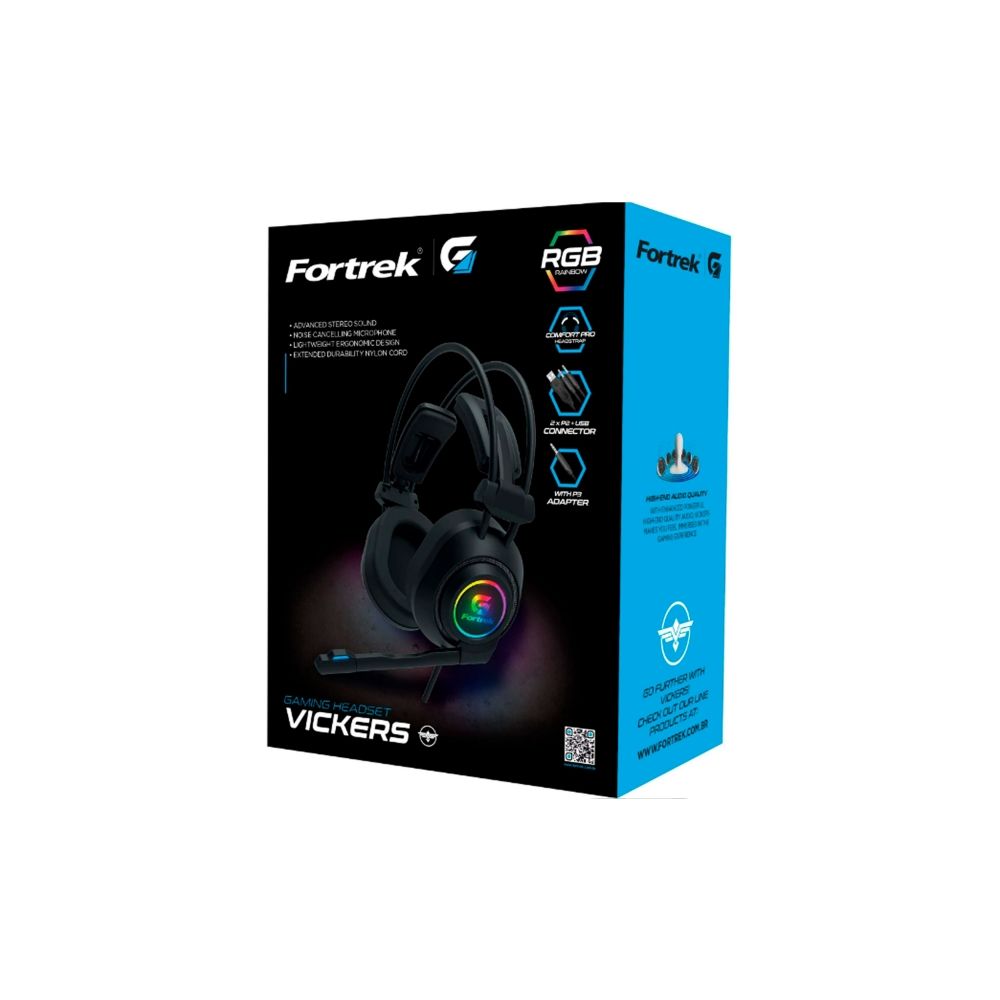 Headset Gamer RGB Vickers Preto - Fortrek