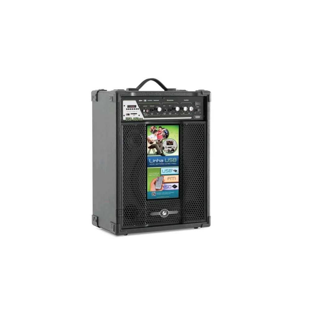 Caixa de som Amplificada USB460 USB/FM/SD - FRAHM