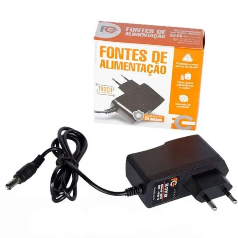 Fonte CFTV 1A 12V Bivolt Automatica - FC Fontes